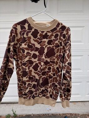 Duck Bay Crewneck Camo Pattern Sweatshirt - Brown/Tan